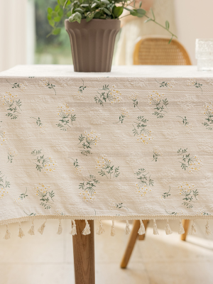 Linen Cotton Floral Tablecloth
