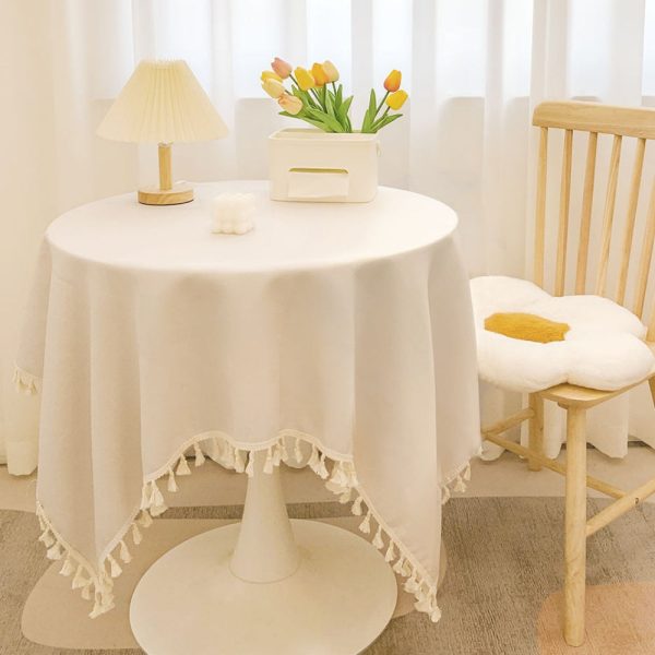 Linen Cotton Fringe Tablecloth