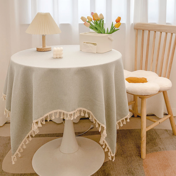 Linen Cotton Fringe Tablecloth