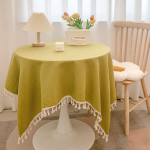 Linen Cotton Fringe Tablecloth