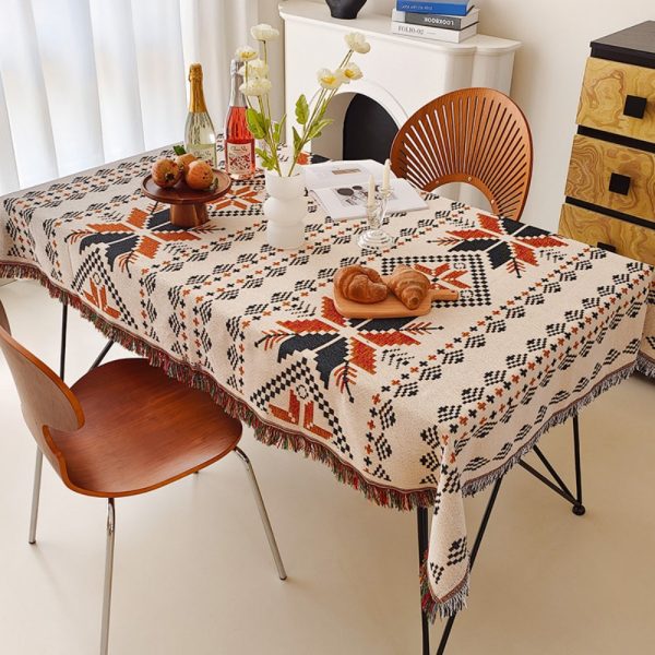 French Linen Cotton Fringe Tablecloth