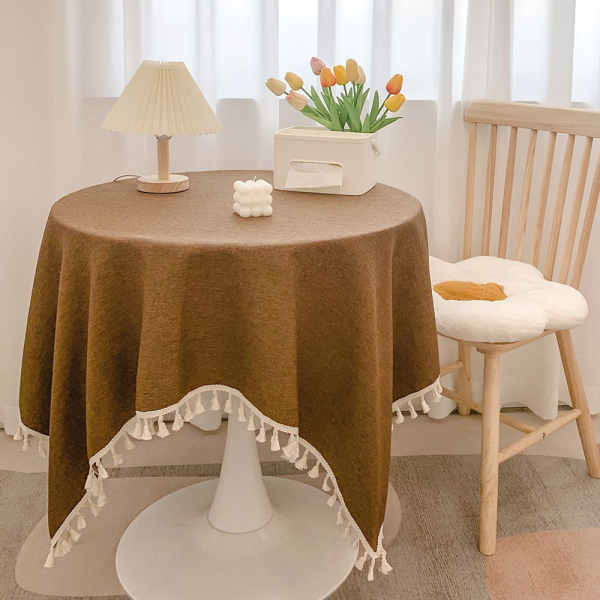 Linen Cotton Fringe Tablecloth