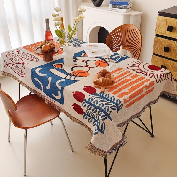 French Linen Cotton Fringe Tablecloth