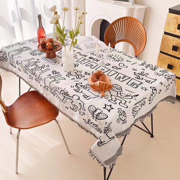 French Linen Cotton Fringe Tablecloth